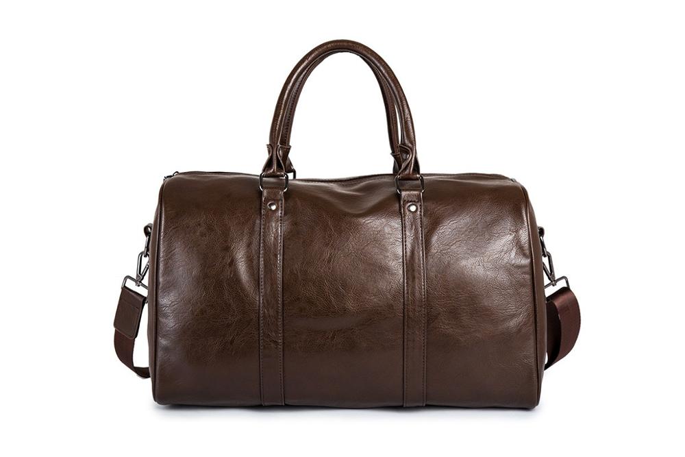 Duffelbag i skinn for herre