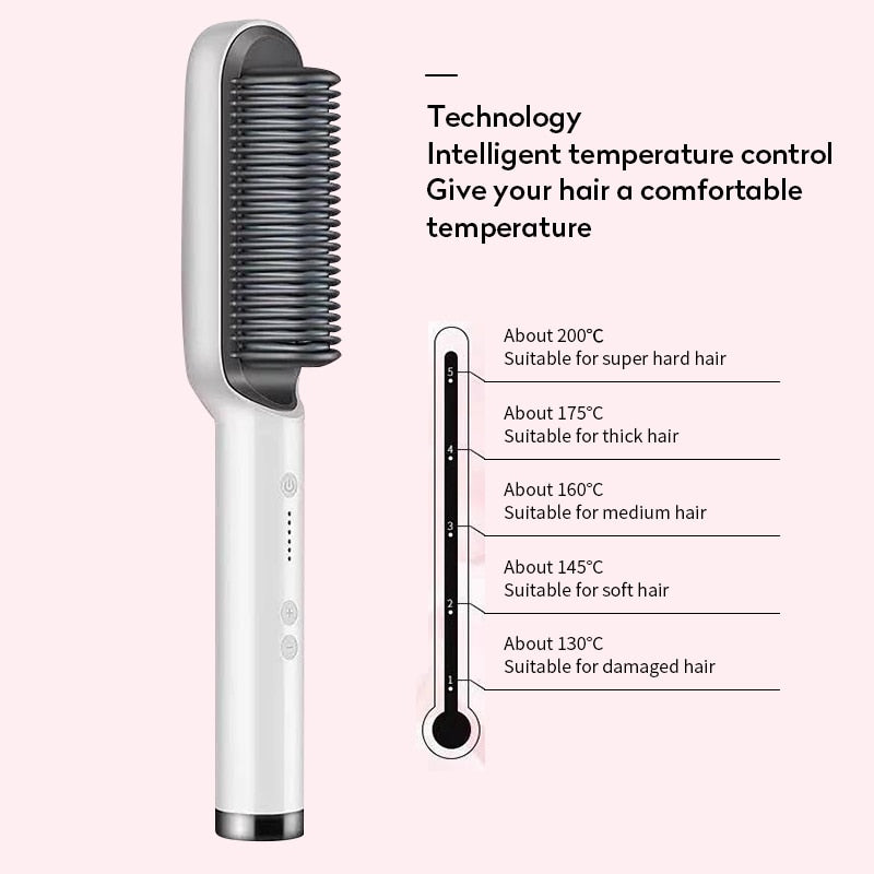 Hair Straightener Brush Heated Comb