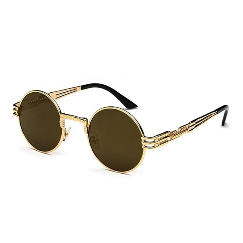 Steampunk runde solbriller i metall